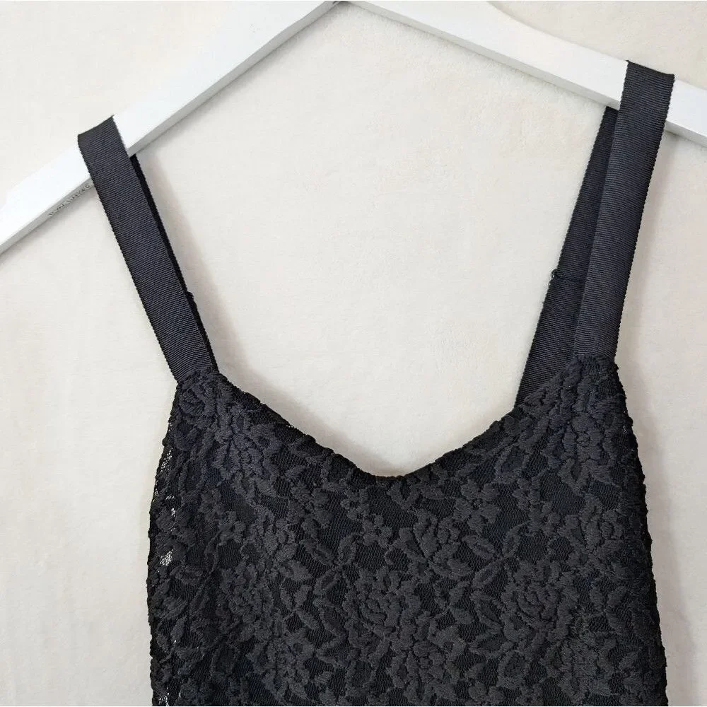 Free people mini dress black lace‎ Ombré silver Foil metallic xs